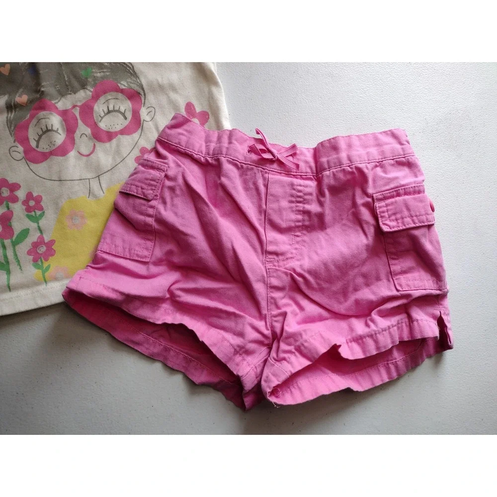 365 Kids Garanimals‎ Girls Graphic Tee and Pink Cargo Shorts Set Size 4